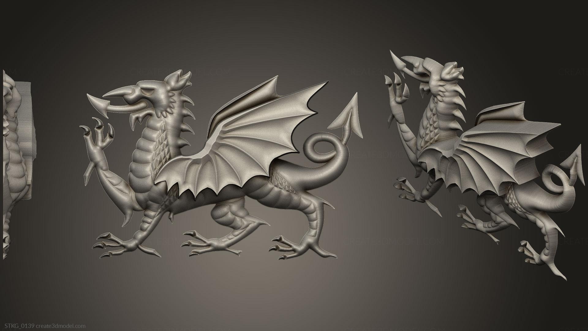 Figurines of griffins and dragons - Mhw Diablos, STKG_0103. 3D stl